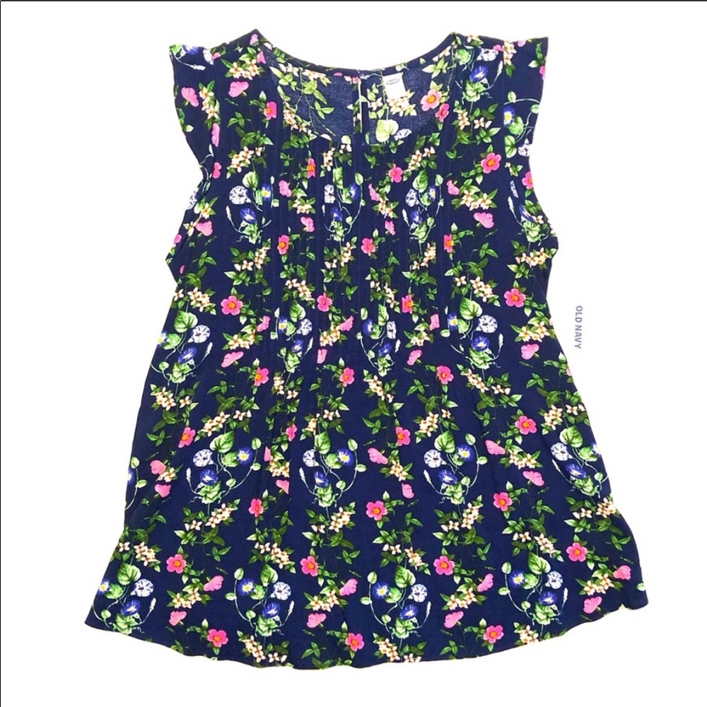 NWOT Old navy Blue Floral sleeveless blouse med